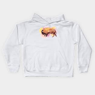 Colorful Buffalo Running Kids Hoodie